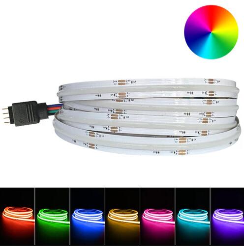 (image for) Multi-colors FCOB LED Strip 16.4FT/5M Dot Free 432LEDs/M 10W/M 12V RGB LED Light Tape